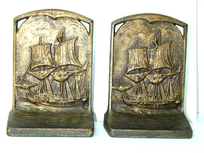 A Pair of Antique Bronze Plated Cast Iron Bookends circa 1925