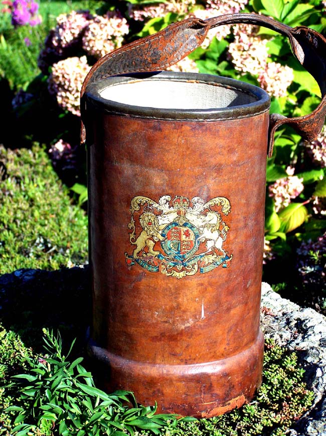 An English Victorian Leather Cannon Ball Carrier