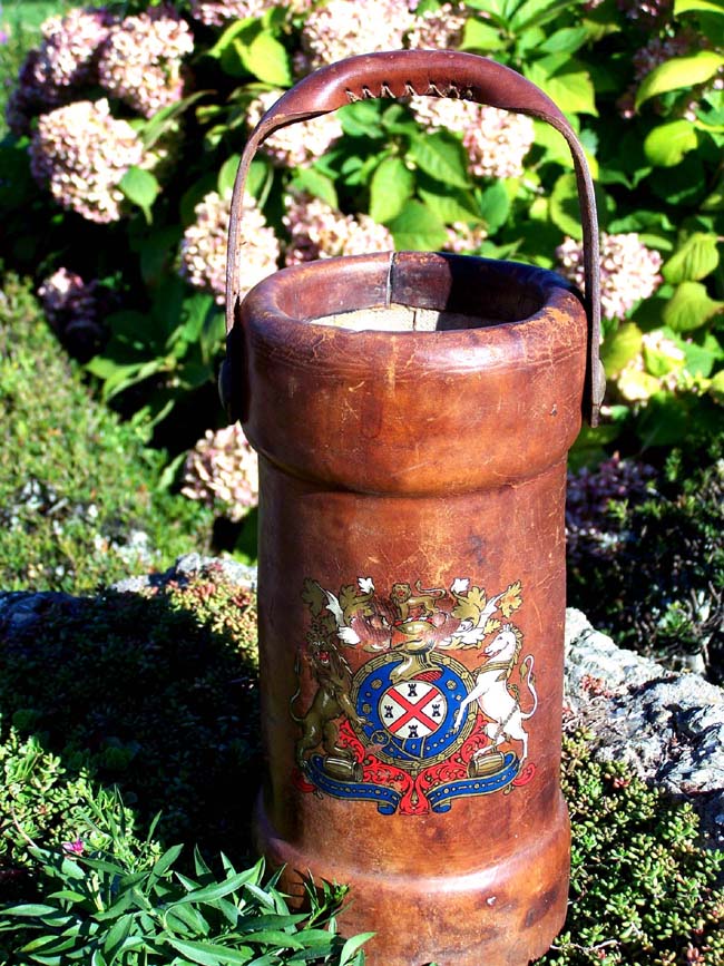 An English Victorian Leather Cannon Ball Carrier
