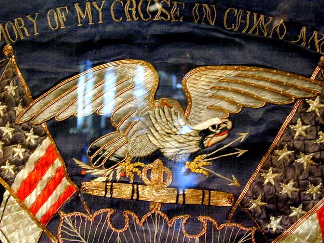 Commemorative Chinese Silkwork of the U.S. Flag Ship Kentucky and one of her sailors circa 1904. — image 3