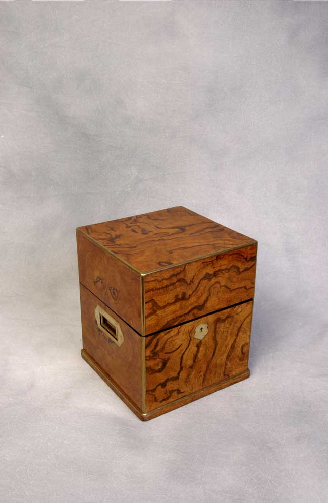 A Beautiful English Antique Brass Mounted Pollard Oak Decanter Box circa 1860 - 1880 — image 2