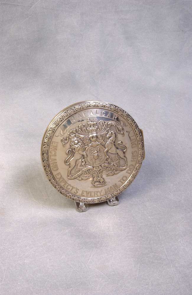 Admiral Lord Nelson Commemorative Sterling Silver Royal Seal Box circa 1832