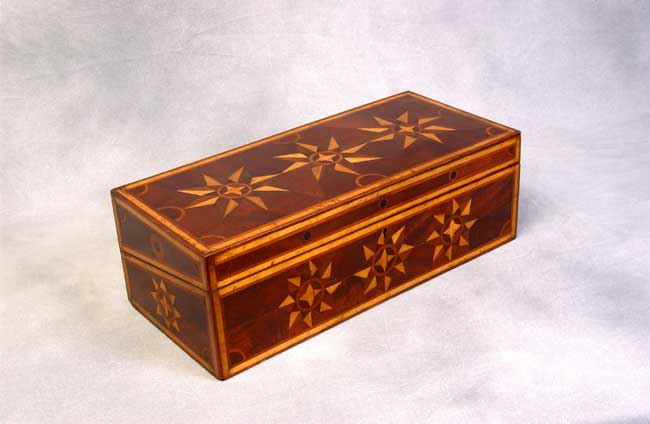 American Inlaid Fruitwood Writing Box circa 1850