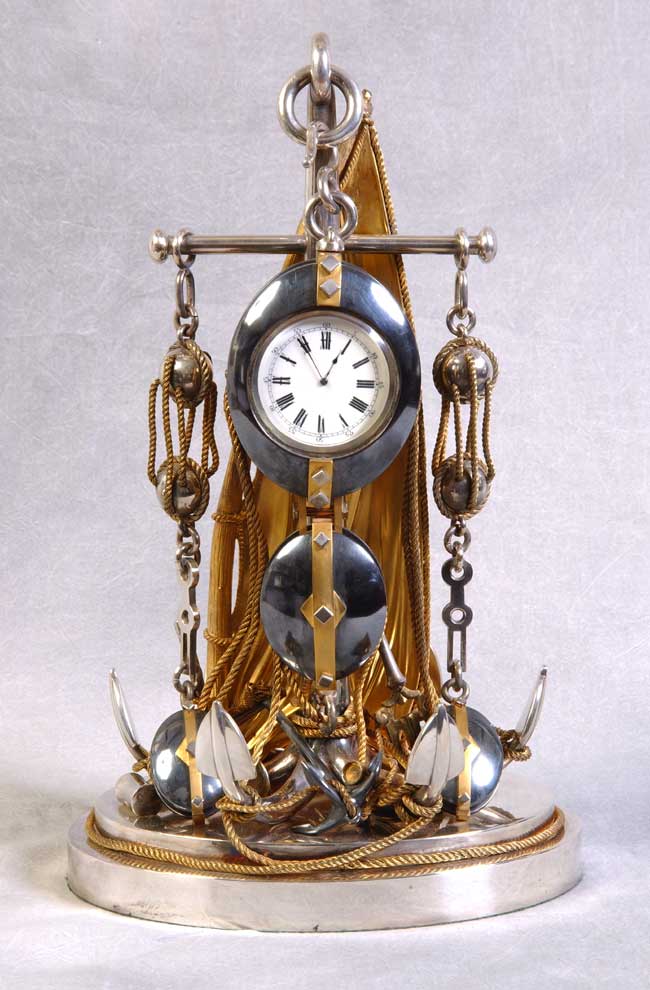 English Nautical Motif Desk Clock circa 1890