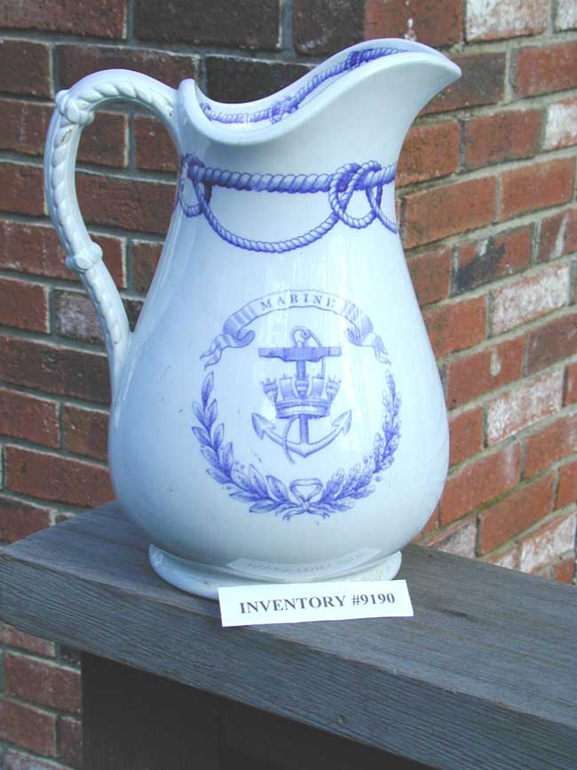 Royal Navy Blue Transfer Mess Pitcher circa 1880