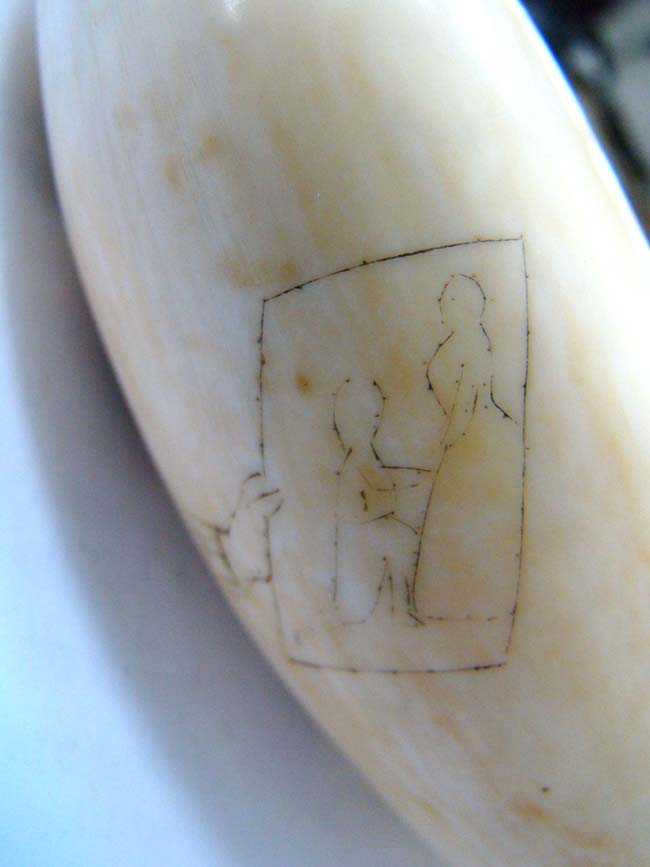 A 19th century American sailor Scrimshawed  Whale's Tooth with Lady and a Ship — image 5