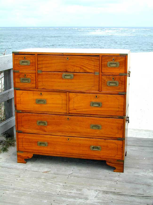 Camphorwood Two-Part Campaign Chest With Secretaire circa 1830