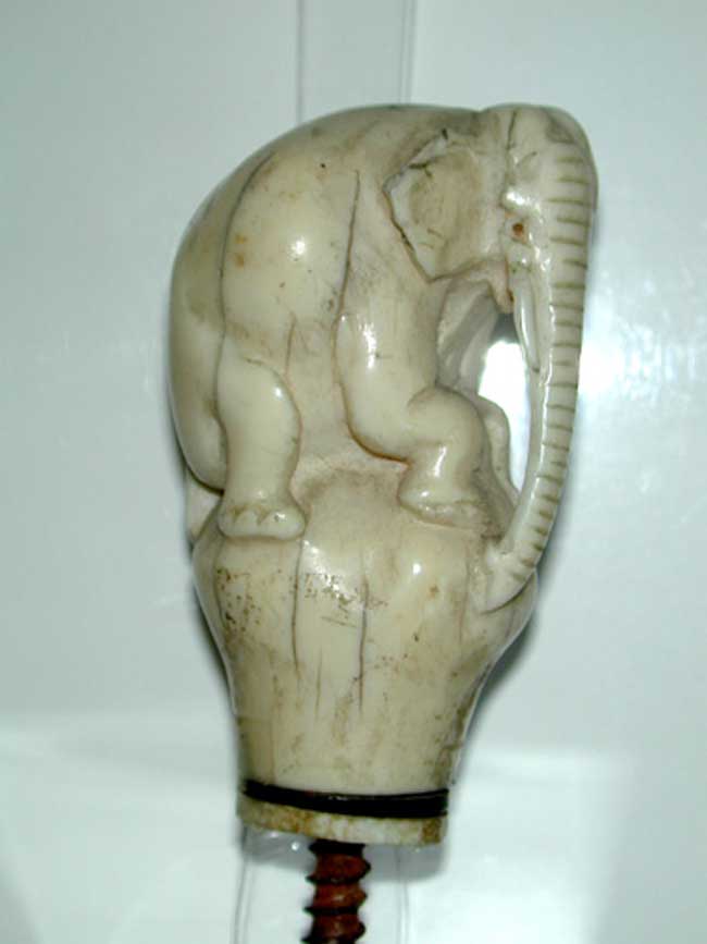 19th Century Elephant Ivory Cane Handle