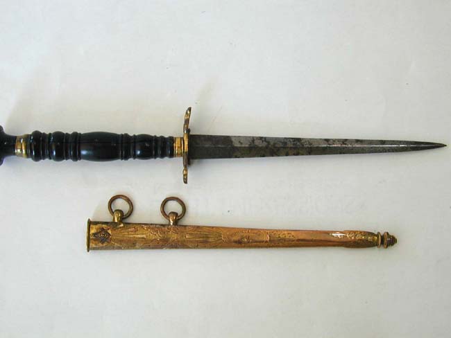 British Naval Officer's Dirk With Masonic Emblem and Inscribed "Priory Lodge 341, New Ross" circa 1880