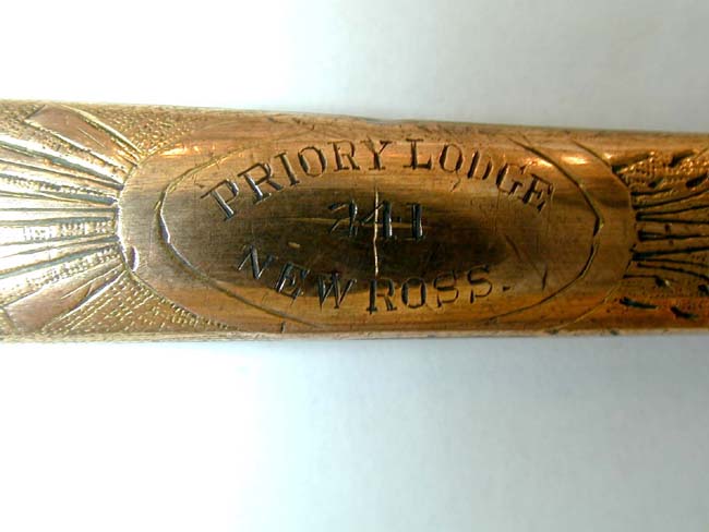 British Naval Officer's Dirk With Masonic Emblem and Inscribed "Priory Lodge 341, New Ross" circa 1880 — image 2