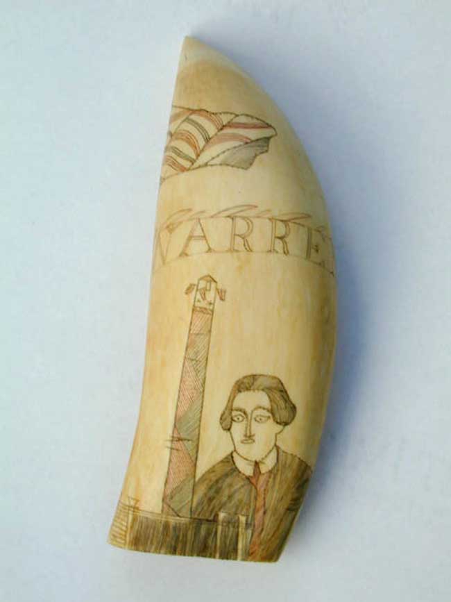 Historic American Carved Whale's Tooth Commemorating Patriot Joseph Warren circa 1850
