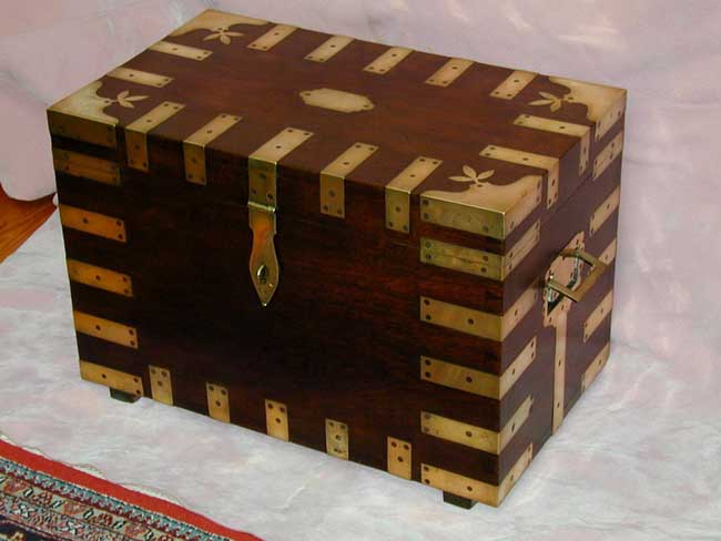A Fine 19th Century Anglo-Indian Regimental Brass-Mounted Silver Chest circa 1860