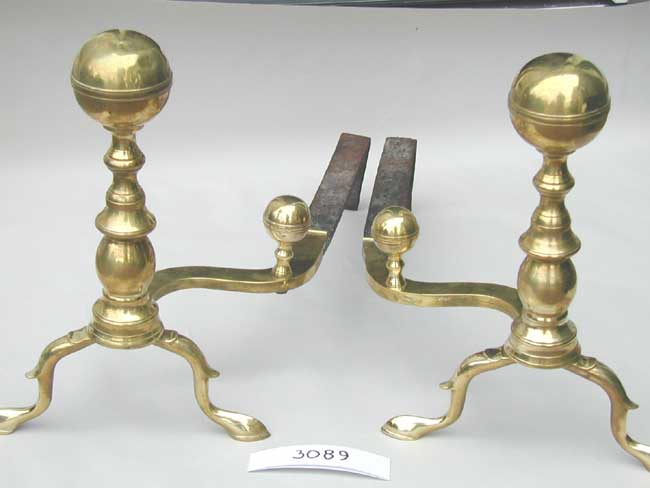 Pair of American Federal period andirons circa 1810.