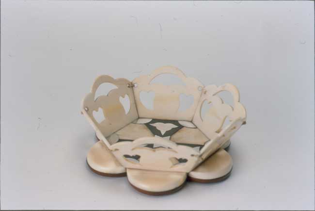 A Rare Sailor-Made Silver Inlaid Whale Ivory Basket Circa 1850 — image 2