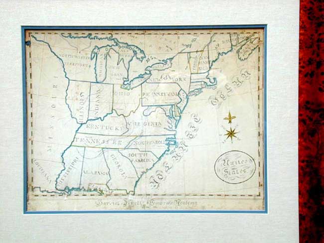 Pembroke Academy (N.H.) Schoolgirl Map of the United States Dated 1821