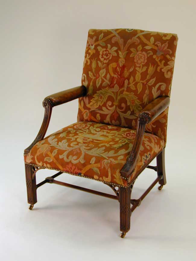 Beautiful 19th Century Needlework Upholstered 'Gainsborough' Library Armchair