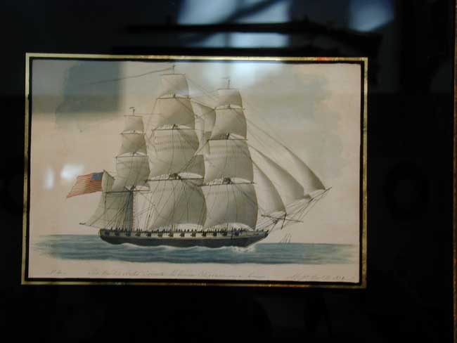 Watercolor, pen and ink Drawing Dated 1828 of the U.S. Corvette 'La Bonne Citoyenne' on a Cruise  — image 2
