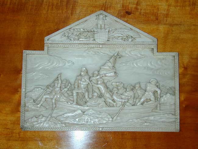 A RARE and IMPORTANT Carved Ivory circa 1876 depicting   Washington Crossing The Delaware  