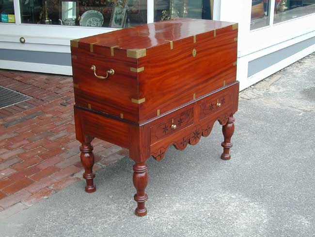 British Campaign Chest on Anglo-Indian Inlaid Stand circa 1870 — image 2