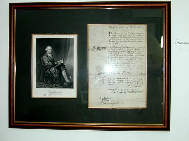 A fine and RARE Revolutionary War period Ships' Registry document for the brigantine 'Betsy' of Nantucket boldly signed on August 7, 1781 by Massachusetts Governor and signer of the Declaration of Independence JOHN HANCOCK.