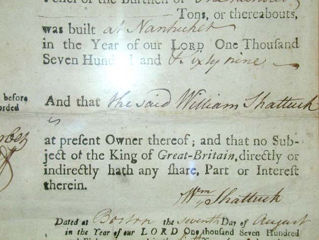 A fine and RARE Revolutionary War period Ships' Registry document for the brigantine 'Betsy' of Nantucket boldly signed on August 7, 1781 by Massachusetts Governor and signer of the Declaration of Independence JOHN HANCOCK. — image 3