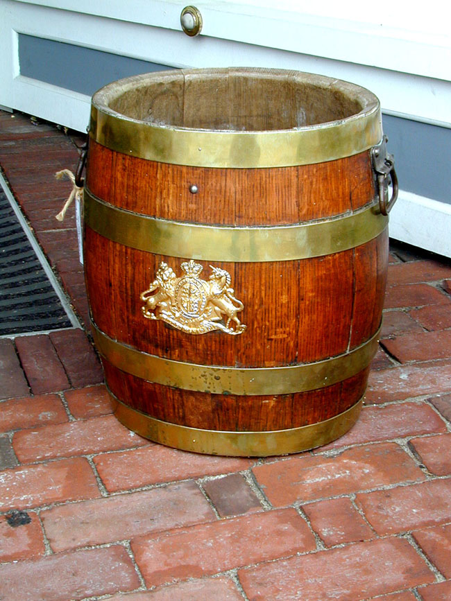 A 19th century Brass Bound Barrel With Later Applied Brass Coat-of-arms