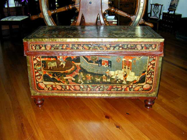 A Magnificent Early 19th Century Painted China Trade Trunk Circa 1830