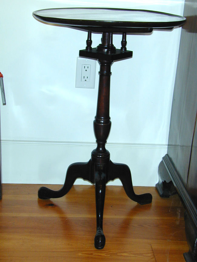 A Late 18th Century Massachusetts Mahogany Candlestand With Birdcage Device