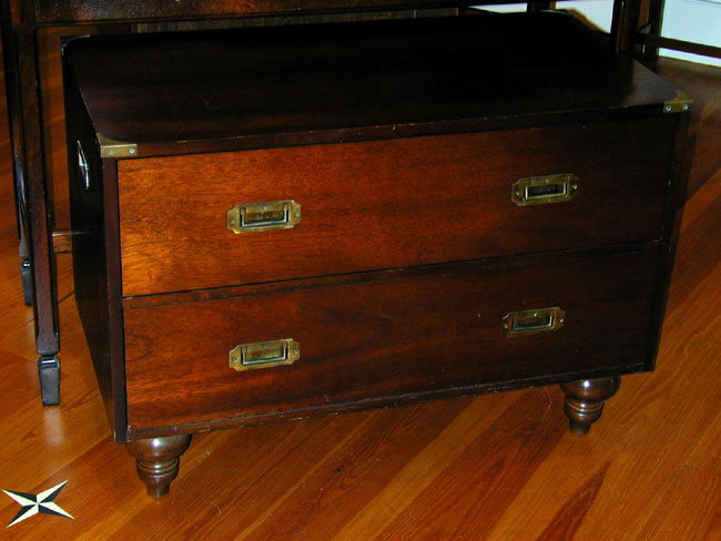 20th Century Campaign Style low chest of drawers