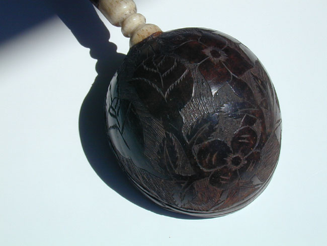 A 19th Century Whalebone and Whale Ivory Mounted Carved Coconut Dipper — image 2