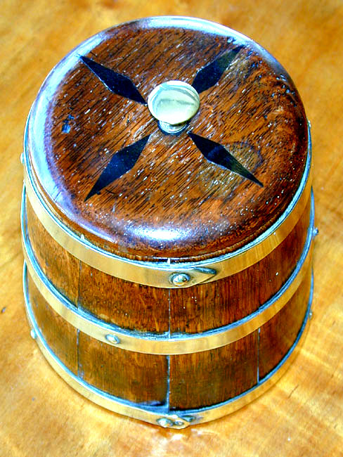 A Miniature Brass Bound Ships' Harness Cask With Inlaid Lid Circa 1860 — image 2