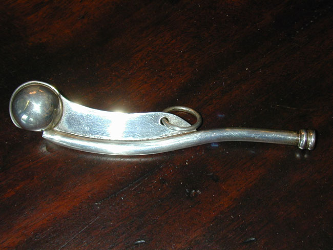 A Late 19th Century English Sterling Silver Bosun's Whistle