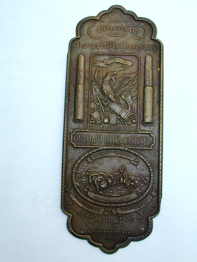 Sharps Rifle Company Brass Advertising Plate Circa 1875