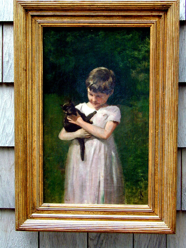 Little Girl Holding a Kitten by 'ELK" circa 1900