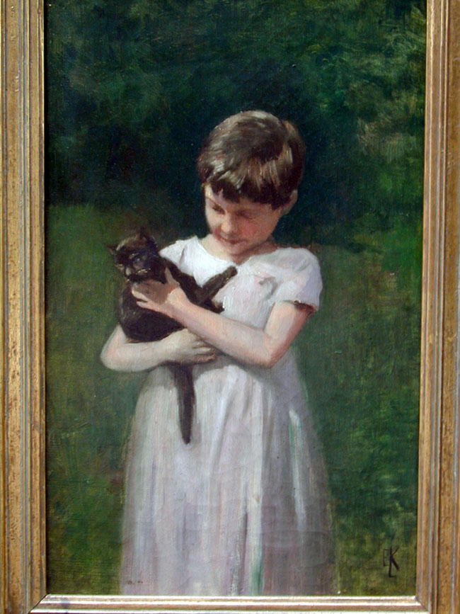 Little Girl Holding a Kitten by 'ELK" circa 1900 — image 2
