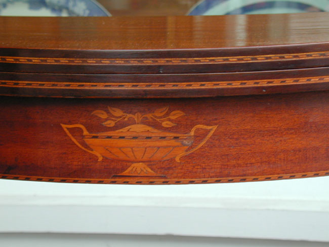 A Late 19th Century Inlaid Mahogany Demi-Lune Card Table From the Pierce Estate of Boston — image 3