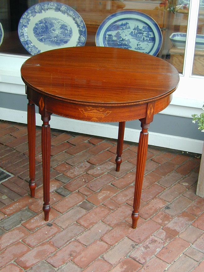 A Late 19th Century Inlaid Mahogany Demi-Lune Card Table From the Pierce Estate of Boston — image 2