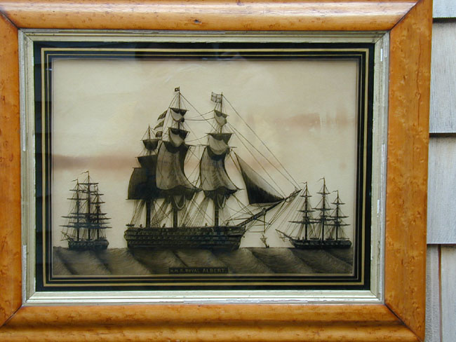 A 19th Century Reverse Painting on Glass of H.M.S. Royal Albert Circa 1860