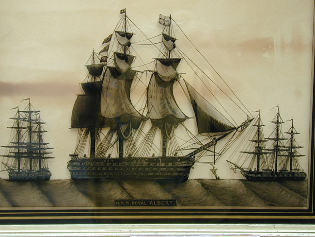 A 19th Century Reverse Painting on Glass of H.M.S. Royal Albert Circa 1860 — image 2