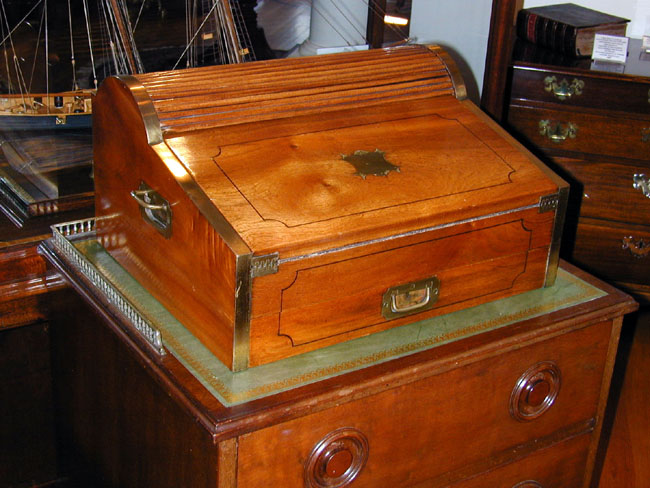 China Trade Period Camphorwood Tambour Top Writing Box Circa 1830