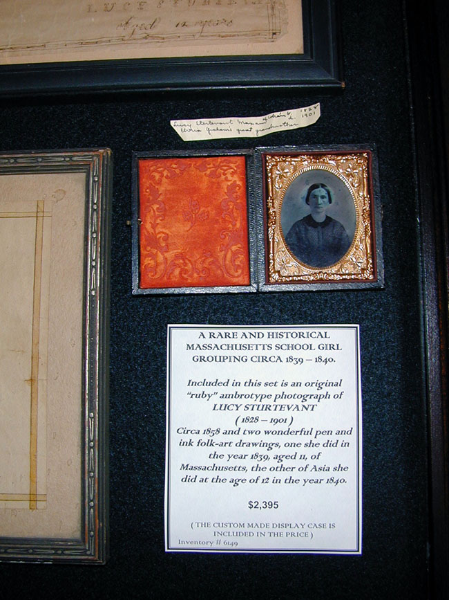 Two Schoolgirl Maps by Lucy Sturtevant Circa 1839-1840 along with an Ambrotype photo of her circa 1859.
