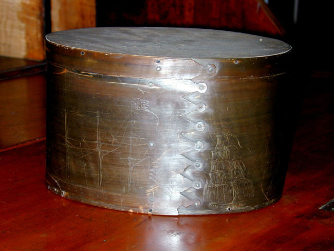 A 19th Century Scrimshawed Baleen Ditty Box Circa 1850