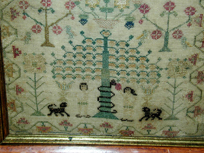 Adam and Eve Needlework Sampler by Mary Kelly 1762 — image 2