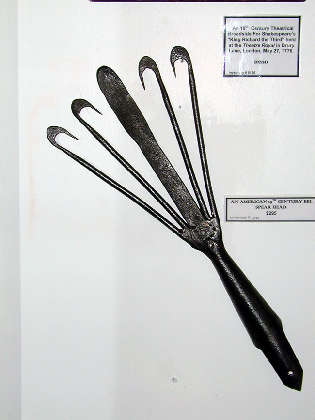A 19th Century Hand Forged Cast Iron Eel Spear.