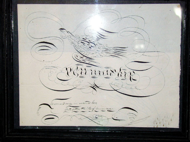 A 19th Century Calligraphic Pen and Ink Picture of an Eagle