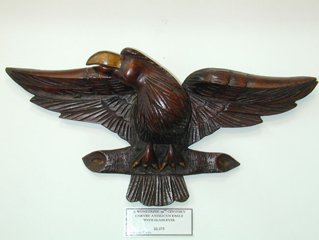 19th Century American Folkart carved Eagle with Glass Eyes