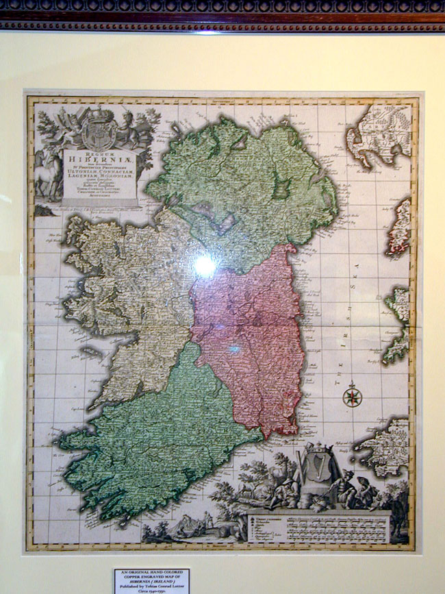 Map of Ireland (Hibernia) Published Circa 1740 by Tobias Conrad Lotter