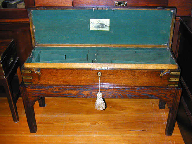Brass Bound Oak Double Gun Box on Stand Circa 1860 — image 2