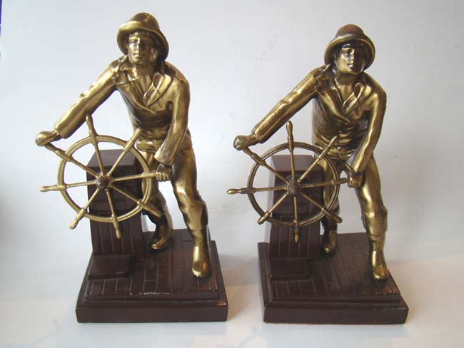 A fabulous pair of bronze and brass finished Gloucester Fisherman bookends