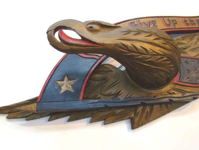 A wonderful vintage (circa 1920) carved "Bellamy" style eagle plaque with banner "Don't Give Up the Ship" — image 2